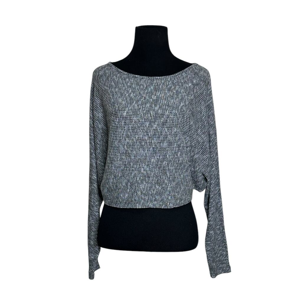 Silence + Noise heathered gray long sleeves crop knit top size Small